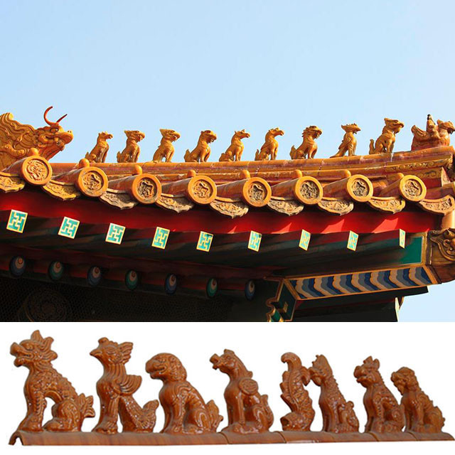 Thiêu kết hai lần Trang trí mái nhà Trung Quốc Tòa nhà cổ Ngói trang trí mái nhà tráng men