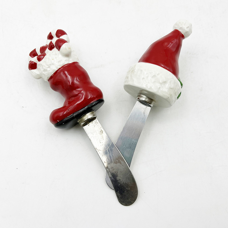 Giày Giáng sinh Santa Hat tay sơn tay với thép không gỉ Blade Cheese Spreader Butter Spreader
