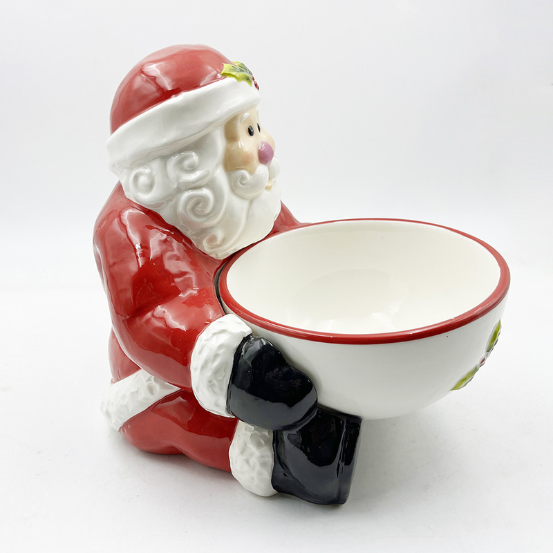 Bàn kẹo gốm được sơn bằng tay với tay Santa xử lý bàn nhà và trang trí nhà bếp