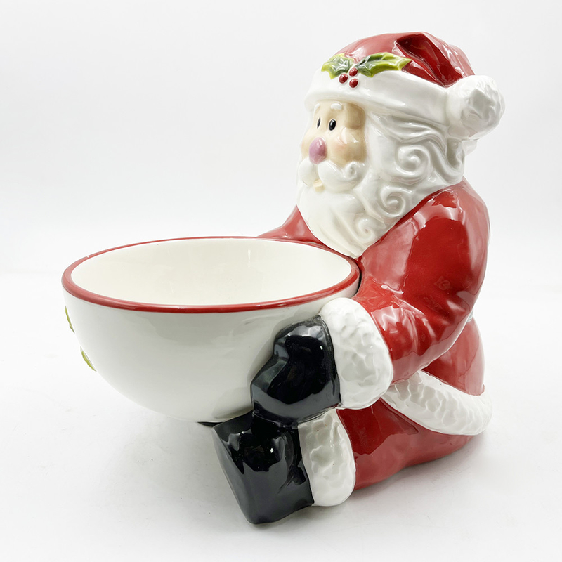 Bàn kẹo gốm được sơn bằng tay với tay Santa xử lý bàn nhà và trang trí nhà bếp
