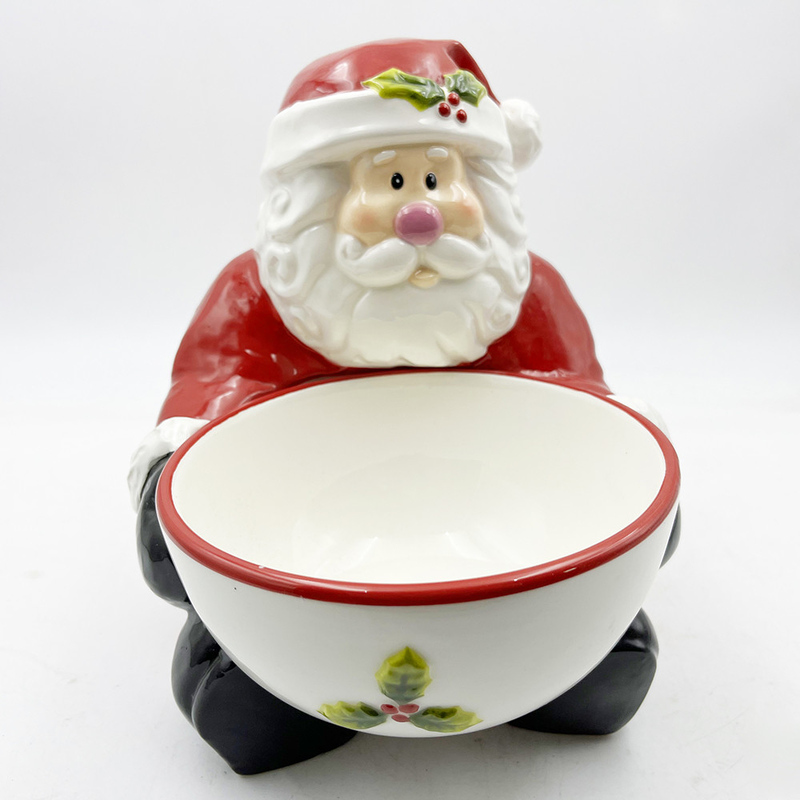 Bàn kẹo gốm được sơn bằng tay với tay Santa xử lý bàn nhà và trang trí nhà bếp