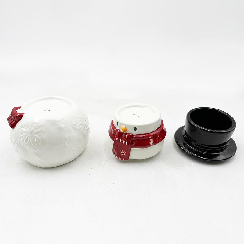 Snowman món quà gốm sáng tạo 3 bộ của muối và ớt shakers mẫu tùy chỉnh