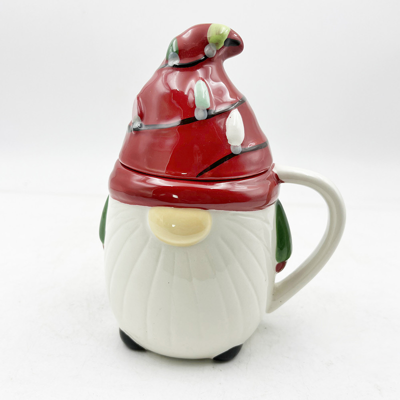 Custom Creative 3D Spring Gnome Decorations Cups Giáng sinh Ceramic Cups Với nắp