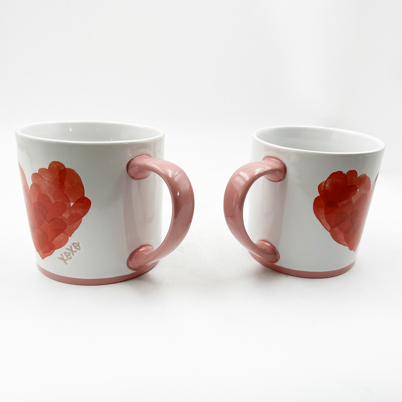 Ngày Valentine Trái tim sơn đồ gốm sản phẩm thủ công Mug Couple Gift For Home And Cafe