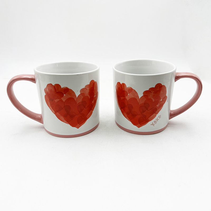Ngày Valentine Trái tim sơn đồ gốm sản phẩm thủ công Mug Couple Gift For Home And Cafe