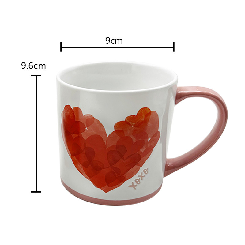 Ngày Valentine Trái tim sơn đồ gốm sản phẩm thủ công Mug Couple Gift For Home And Cafe