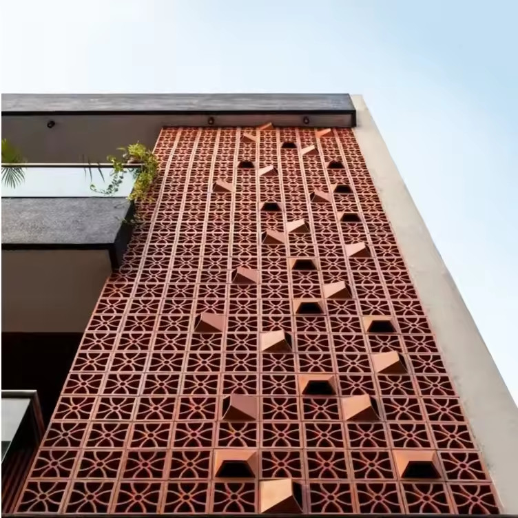 Terracotta Breeze Block thủ công gạch đỏ gạch tường trang trí gạch rỗng