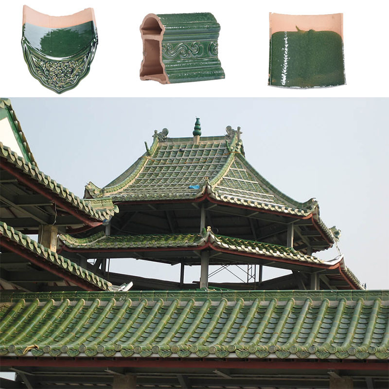 Gạch mái ceramic kính Trung Quốc 180 * 180mm Gạch xanh sống động chống thời tiết cho mái chùa