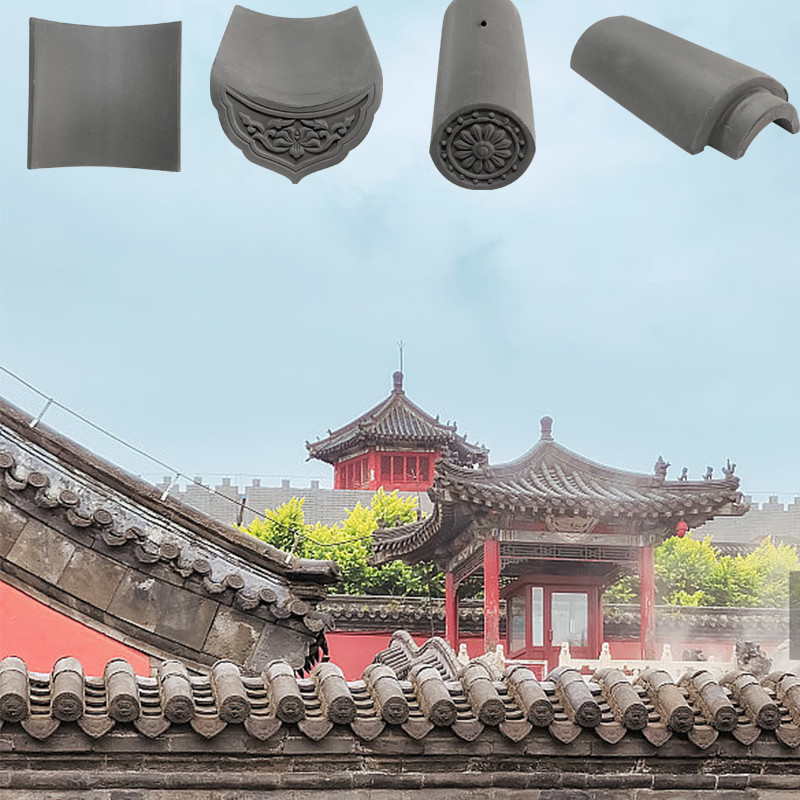 Gạch mái nhà chùa cổ Trung Quốc màu xám gốm gạch mái nhà chống tia cực tím cao cho tòa nhà di sản