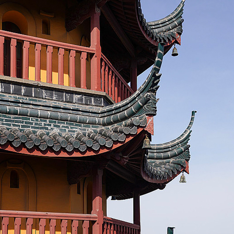 Đền Phật giáo không sơn Trung Quốc Lám đất sét màu xám mái gạch thân thiện với môi trường lâu dài cho kiến trúc cổ điển