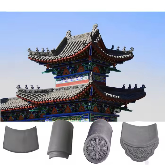 Gạch mái nhà thờ Trung Quốc truyền thống chính hãng gốm xám cao cấp hấp dẫn vô thời gian hoàn hảo cho việc phục hồi mái nhà