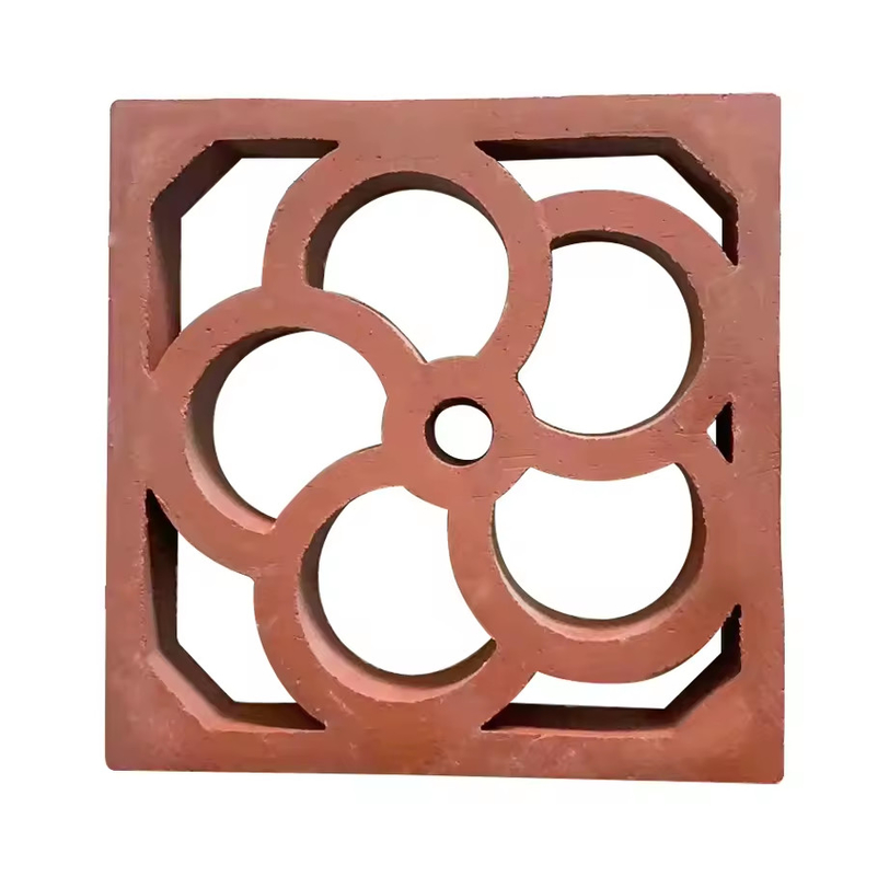Lớp gạch xây dựng trang trí ngoài trời màn hình Terracotta nghệ thuật phong cách truyền thống trang trí tường gạch đất sét màu đỏ rỗng