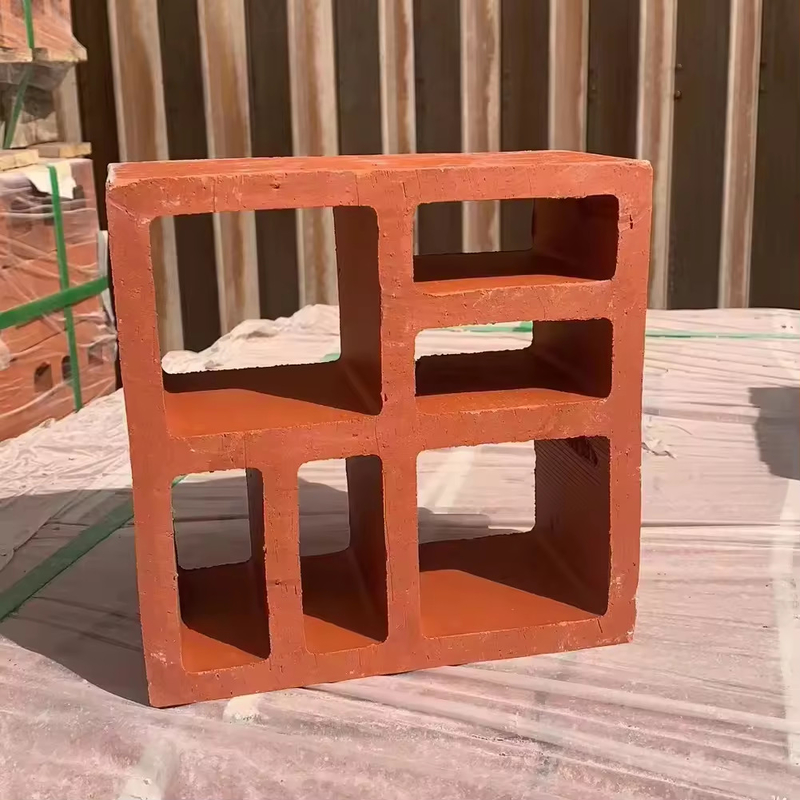 Rào thép Đồ gạch terracotta màu đỏ trang trí tường rỗng gạch đất sét Breeze Block đất sét thông gió