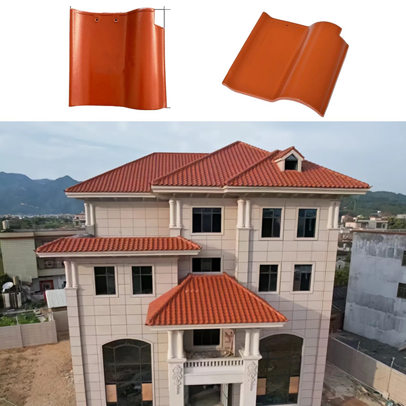 Gạch mái gốm hình S Tây Ban Nha cao cấp gỉa gốm màu đỏ lý tưởng cho mái nghiêng