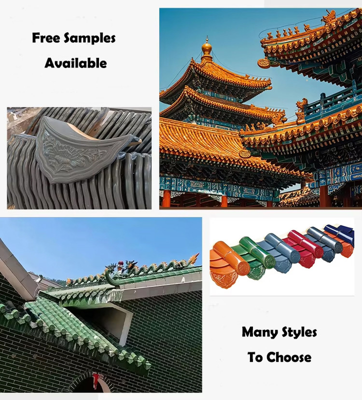 Classic Terracotta Chinese Temple Roof Tile Glossy Đa dạng kích thước Màu sắc