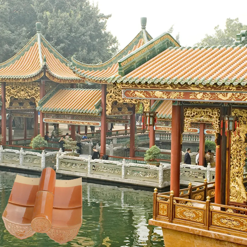 Classic Terracotta Chinese Temple Roof Tile Glossy Đa dạng kích thước Màu sắc