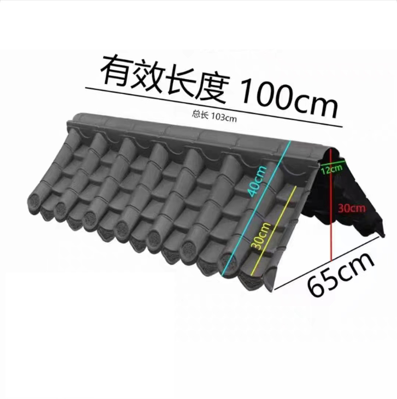 Ống mái truyền thống Trung Quốc PVC tấm mái nhà nhựa trang trí góc mái nhà cho cổng tường