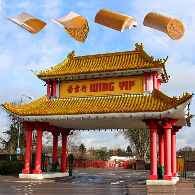 180 * 180 Cổng vòm đền thờ Trung Quốc Phong cách retro Lớp gạch gốm gốm giả cho cấu trúc bê tông