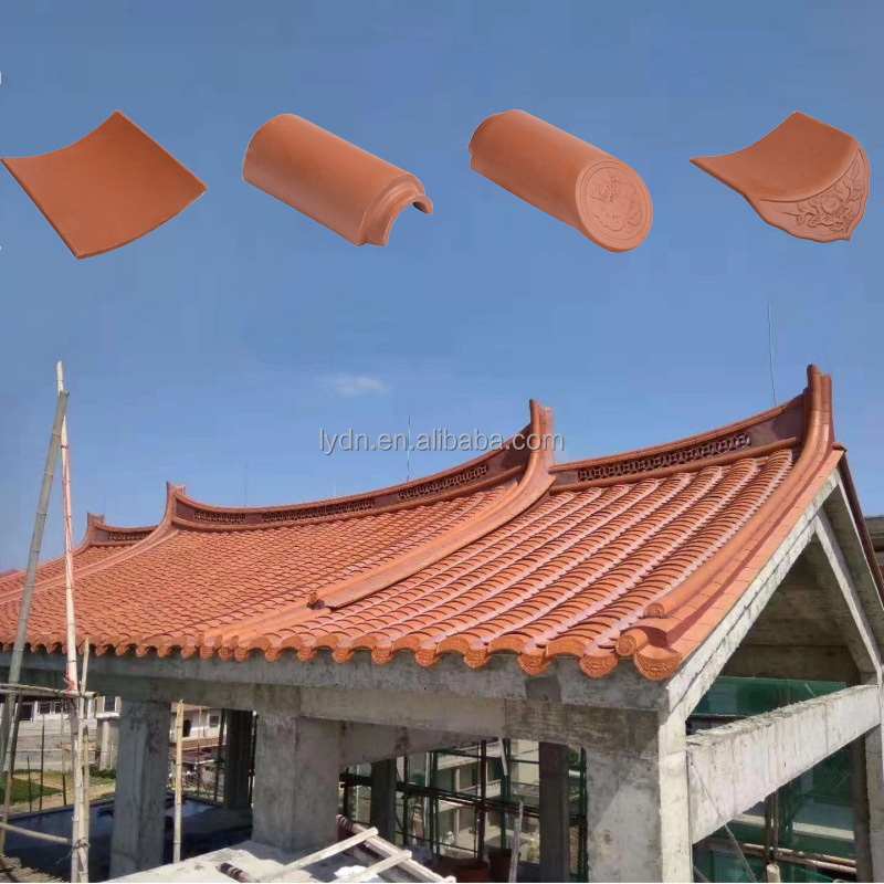 Ngói đất sét đỏ tự nhiên Trung Quốc cho nhà chòi vườn Vật liệu lợp mái đất nung