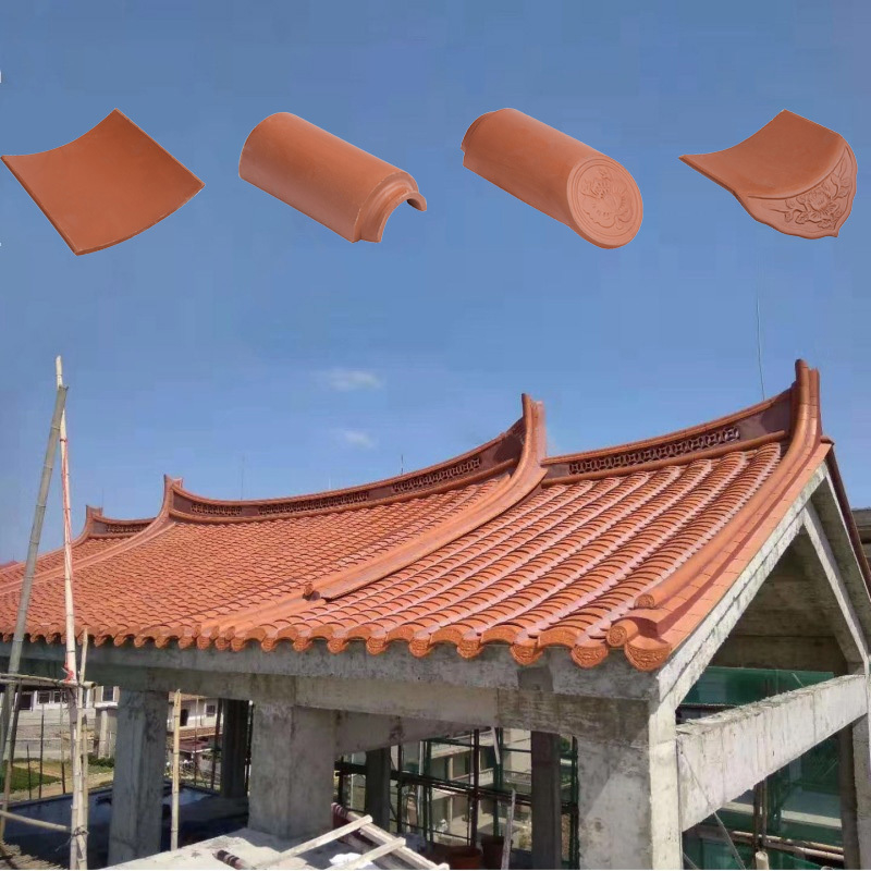 Ngói đất sét đỏ tự nhiên Trung Quốc cho nhà chòi vườn Vật liệu lợp mái đất nung