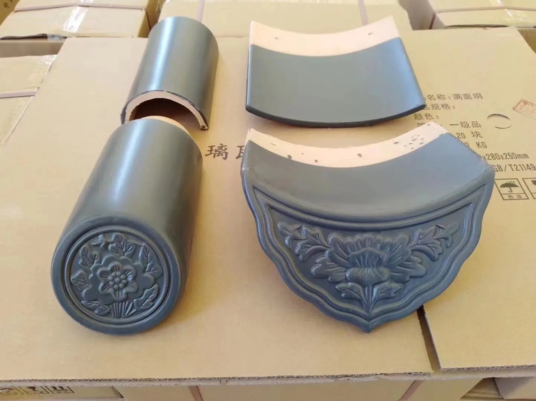 Nhà truyền thống Trung Quốc màu xám kính gốm mái nhà cho khách sạn nhà hàng cửa hàng phủ