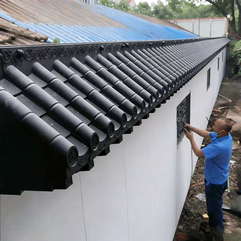 Mái Ngói Cổ 3D Kiểu Á Đông Trung Hoa Có Kệ Lắp Đặt Dễ Dàng