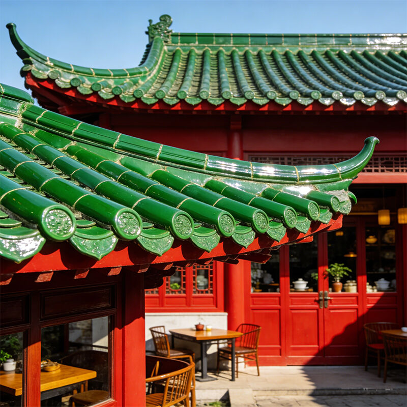 Ngói âm dương men xanh truyền thống Trung Quốc màu xanh ngọc bích thủ công chống cháy chống thấm cho chùa biệt thự châu Á
