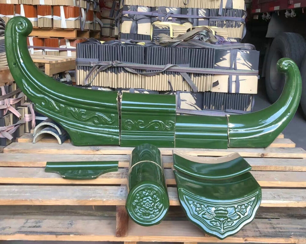 Ngói âm dương men xanh truyền thống Trung Quốc màu xanh ngọc bích thủ công chống cháy chống thấm cho chùa biệt thự châu Á