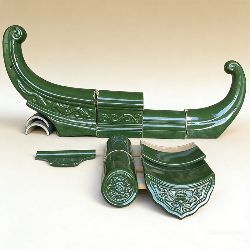 Ngói âm dương men xanh truyền thống Trung Quốc màu xanh ngọc bích thủ công chống cháy chống thấm cho chùa biệt thự châu Á