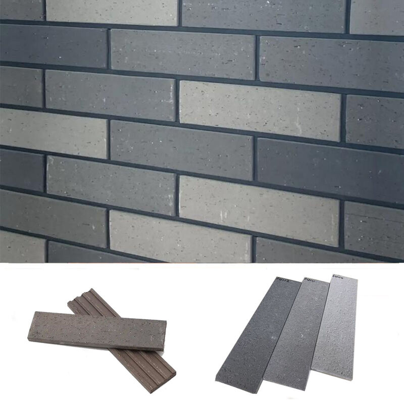 Matte Finish Outdoor Gray Clay Brick Split Face Brick Wall Covering Veneer Tile Extrusion Quá trình ngâm