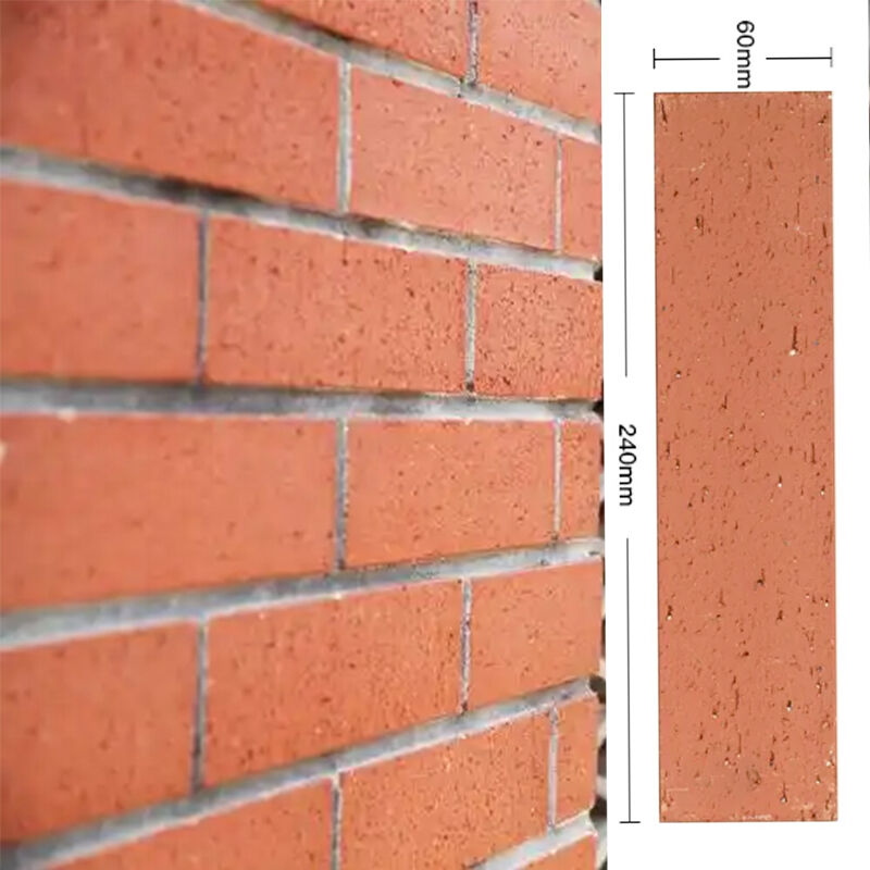 Red Split Face Clay Brick Veneer 240 * 60mm Extruded Fired Facade Tile for Exterior Wall Cladding Commercial & Residential Facades (Máy gạch gạch gạch gạch gạch gốm màu đỏ)