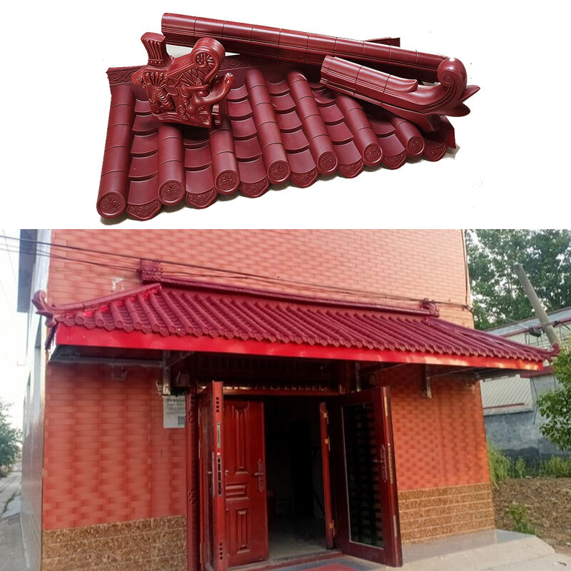 Trung Quốc cổ điển cổ PP Đỏ nhựa mái nhà gạch UV bảo vệ bền nhựa gạch cho kiến trúc sân nhà Pavilion mái nhà