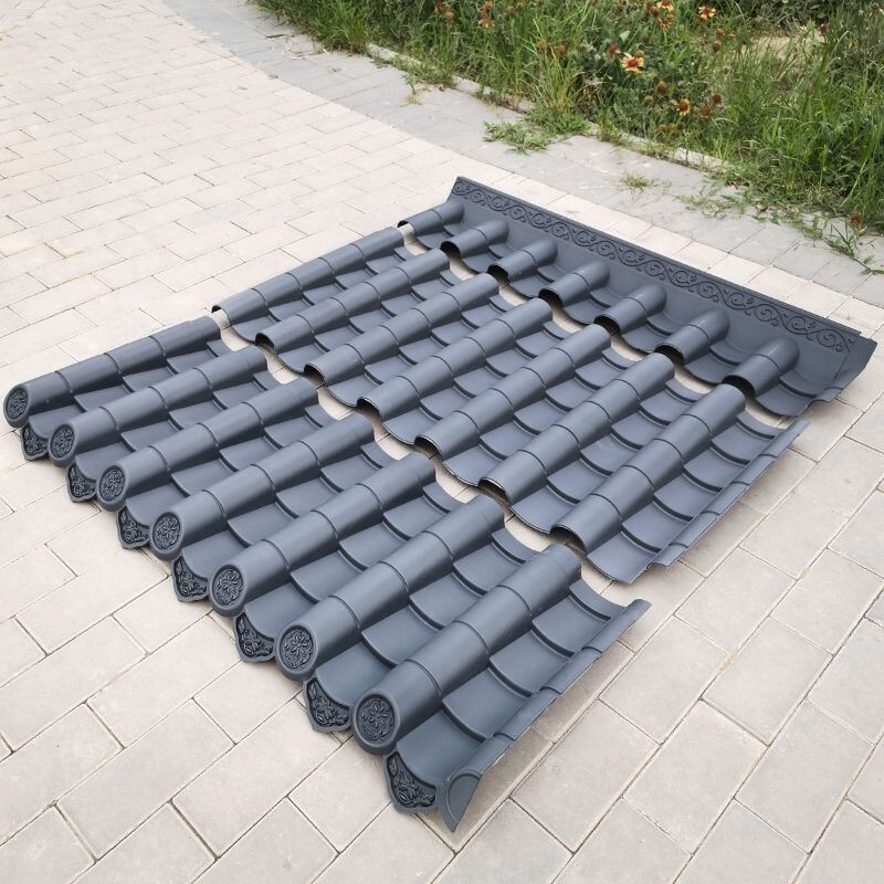 PP Plastic Thickened Synthetic Tile Roof Villa Antique Plastic Tile Building Roof Canopy Thermal Insulation Plastic Roof Tile