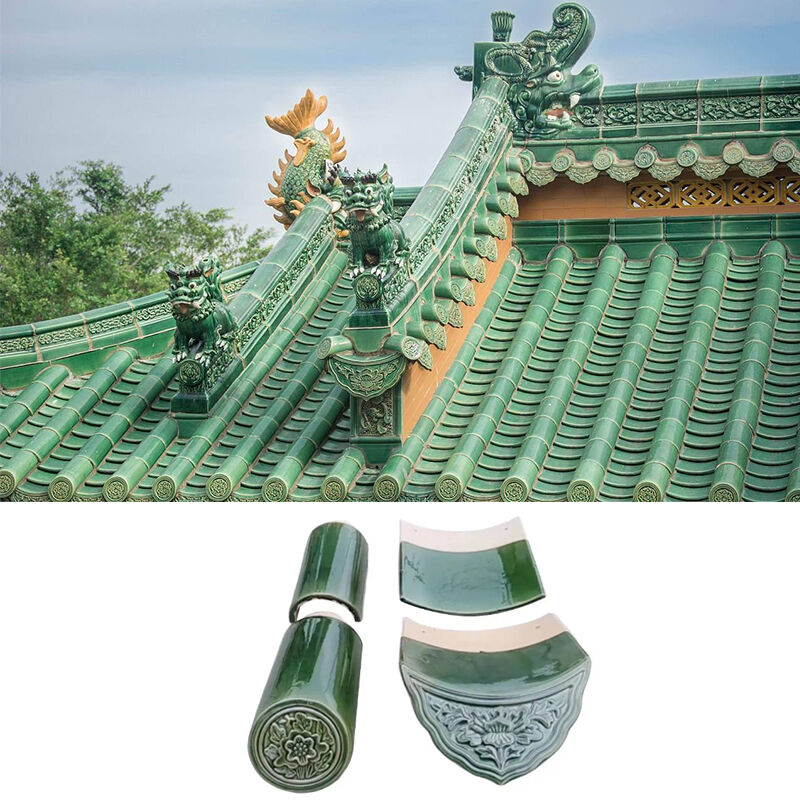 Kiến trúc theo phong cách Trung Quốc Gạch mái nhà thủy tinh Gạch sứ xanh Gạch mái nhà cổ cho dự án Chinatown Gateway