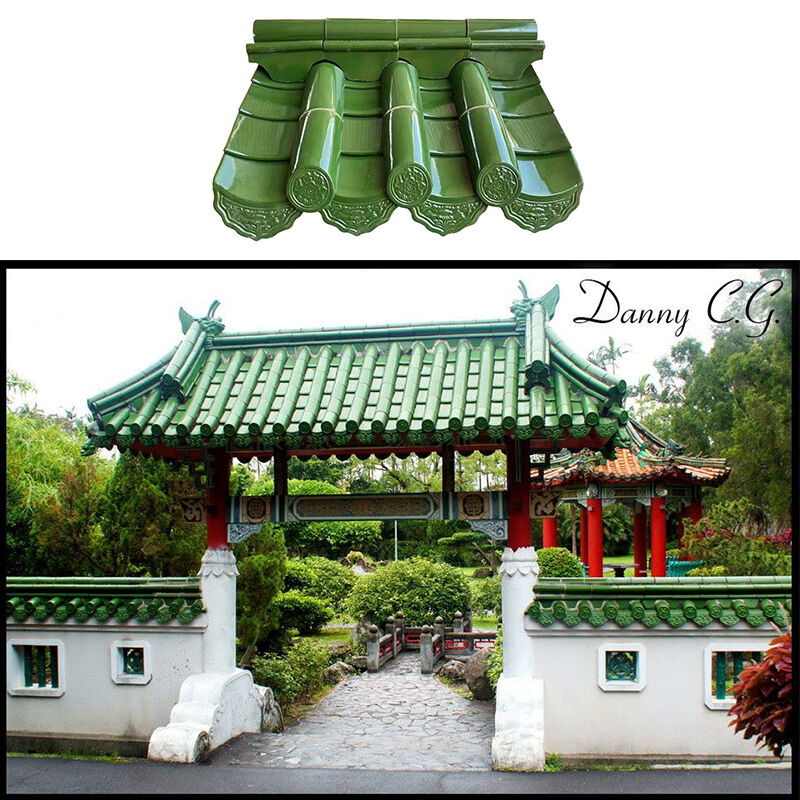 Gạch mái kính màu xanh lá cây sôi động Trung Quốc kiểu cổ điển gạch gốm cho đền thờ vườn Pavilion Nhà trà xây dựng mái nhà