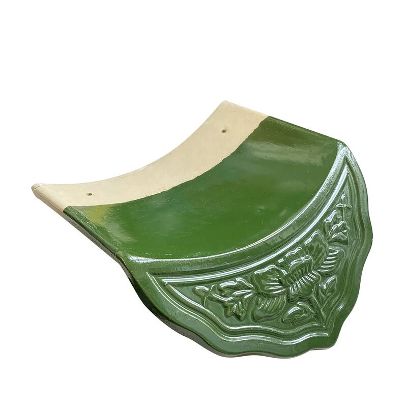 Gạch mái kính màu xanh lá cây sôi động Trung Quốc kiểu cổ điển gạch gốm cho đền thờ vườn Pavilion Nhà trà xây dựng mái nhà