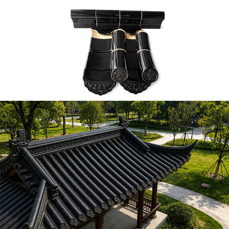 Phong cách Trung Quốc cổ đại Gạch mái kính màu đen Gạch mái gạch gạch gạch gạch gạch tre cho ngôi nhà truyền thống Đền thờ Gazebo