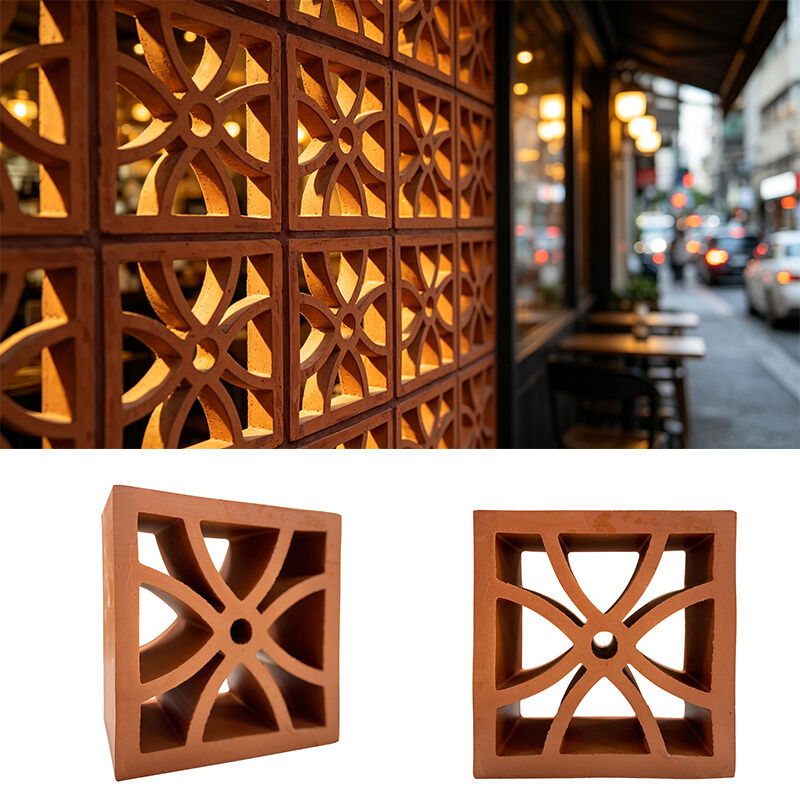 Vật liệu xây dựng Tường màn hình Terracotta Breeze Block Perforated Facade Bricks Bức tường trang trí Khối thông gió rỗng