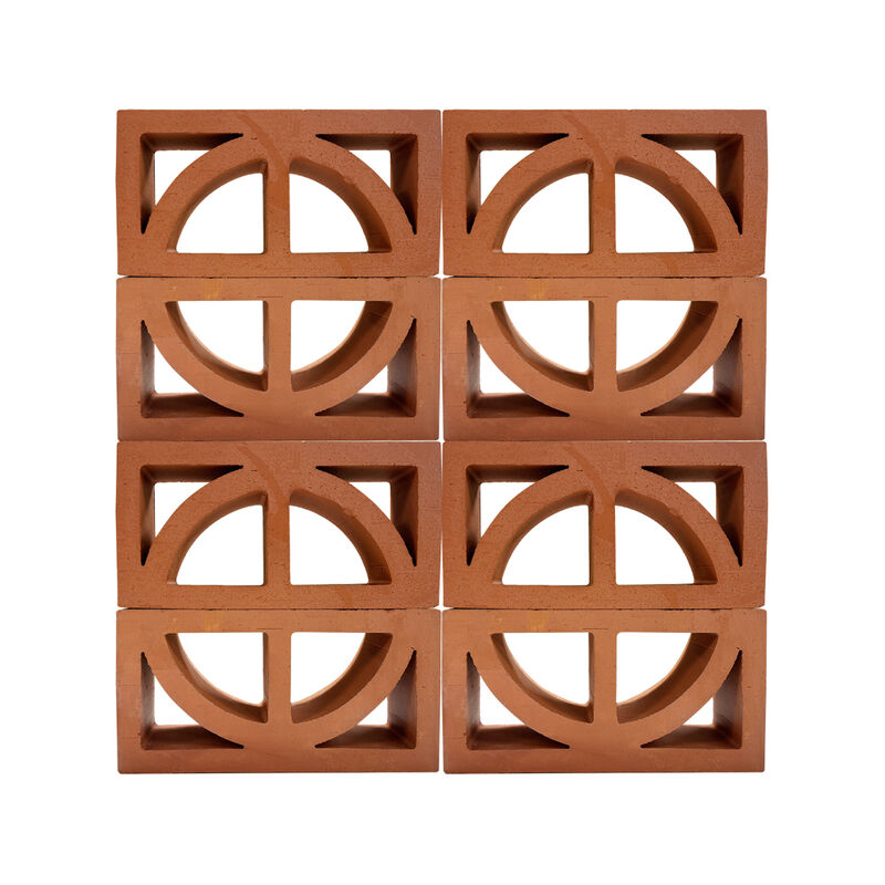 Natural Terracotta Ventilation Block trang trí đất sét đỏ Breeze Block với bán vòng cắt cho vườn riêng tư Bức tường mặt tiền