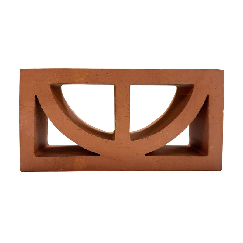 Natural Terracotta Ventilation Block trang trí đất sét đỏ Breeze Block với bán vòng cắt cho vườn riêng tư Bức tường mặt tiền