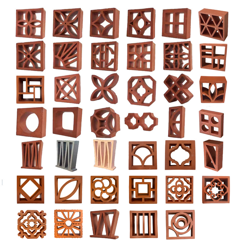 Terracotta Breeze Blocks Nhà sản xuất Đồ gạch đất sét rỗng trang trí cho mặt tiền và tường vườn