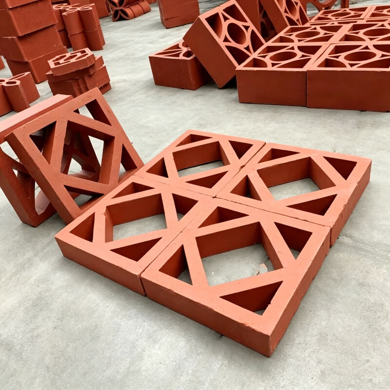 Kháng khí Đỏ Terracotta khối rỗng trang trí đất sét Breeze khối cho sân bảo mật tường màn hình