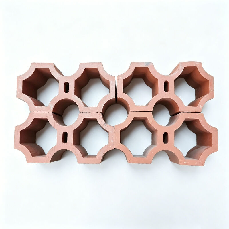 Bạch cầu đất sét đốt cháy Khối tường màn hình terracotta màu đỏ tự nhiên Khối tường màn hình màu đỏ để làm bóng và thông gió mặt tiền kiến trúc