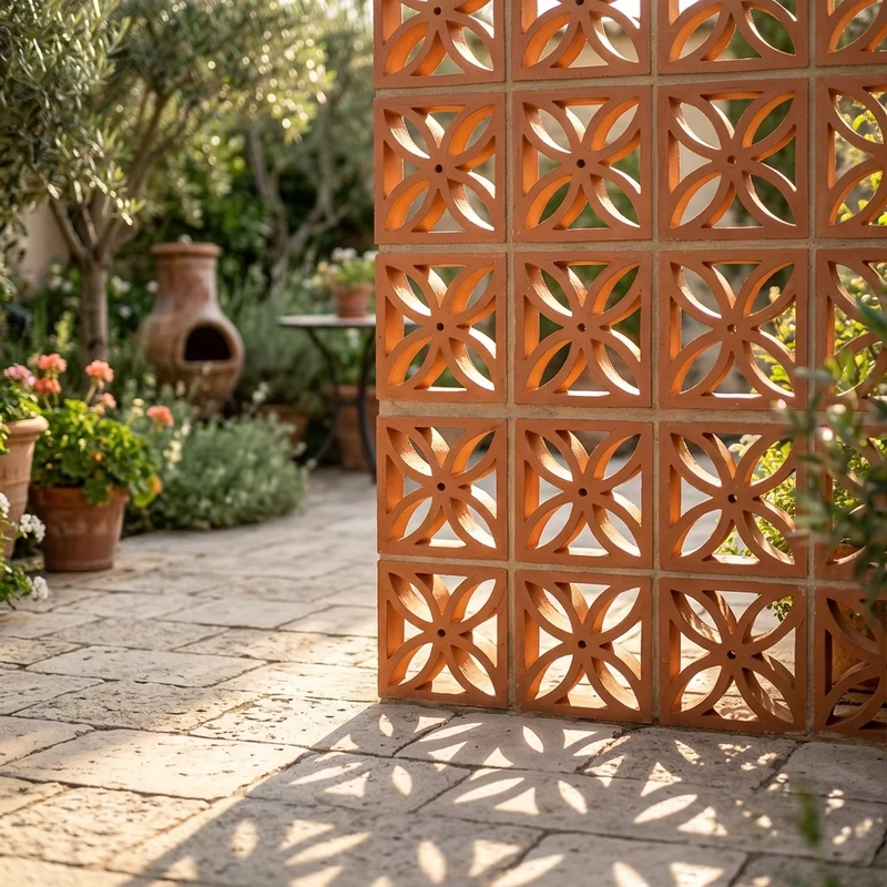 Tấm Gạch Thông Gió Terracotta Thiết Kế Tường Kiến Trúc Gạch Lỗ Trang Trí
