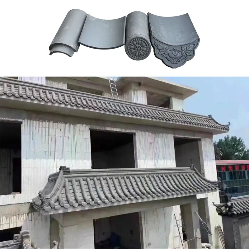 Phong cách cổ đại châu Á Gạch mái đất sét màu xám đậm Gia trang trí Hệ thống gạch cho chùa, cổng sân và nắp tường