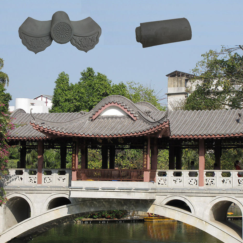 Gạch mái đất sét màu xám cho cây cầu vườn Pavilions Bàn đất sét chống thời tiết và gạch mái nhà cho kiến trúc theo phong cách Trung Quốc