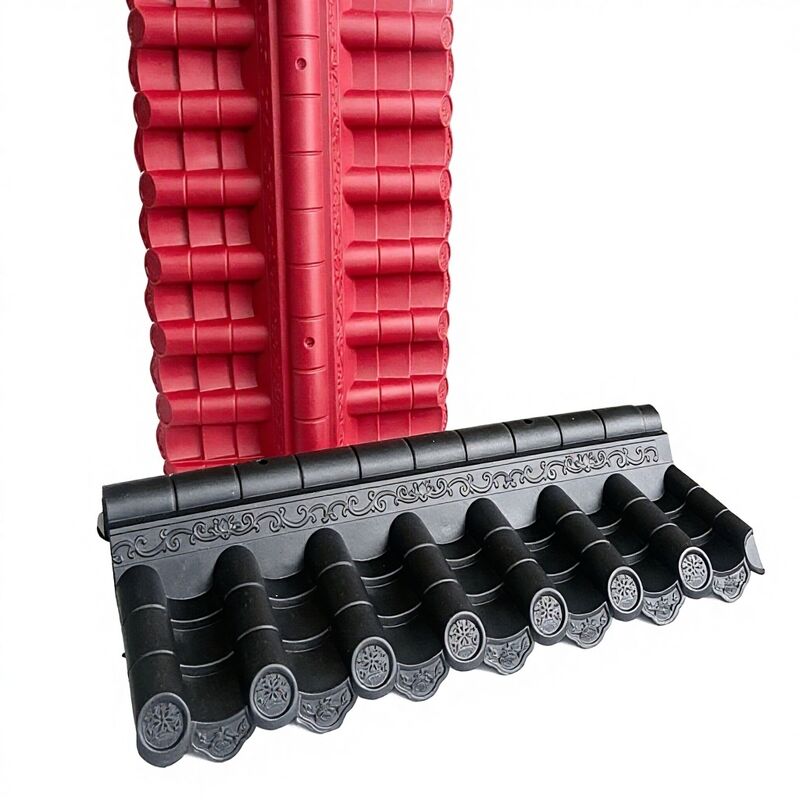Ngói nóc nhựa Trung Quốc siêu nhẹ chống tia UV màu đỏ & đen, nắp đỉnh bằng polymer cho mái tường rào & mái đình