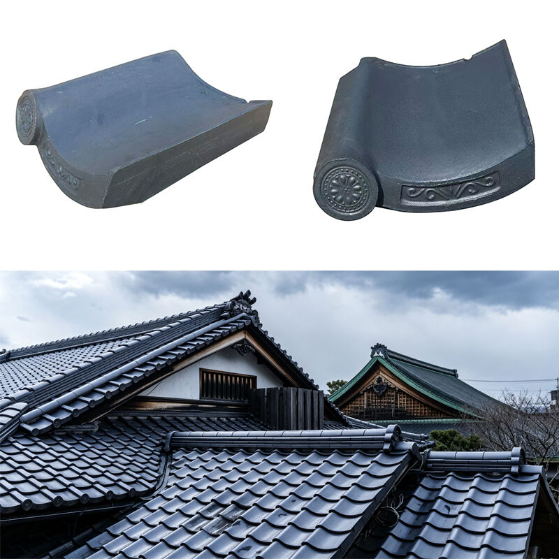 Phong cách Nhật Bản Giao thép gạch đất sét Drip Tiles Weatherproof Dark Grey Roof Tile System cho mái dốc truyền thống Đông Á