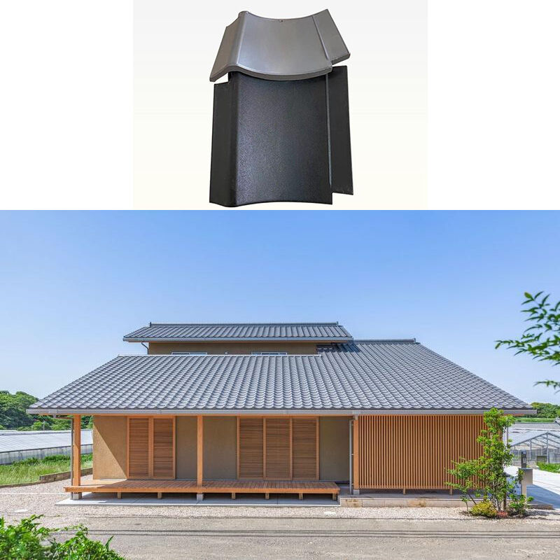 Đồ gạch Kawara gốm phẳng Nhật Bản tối giản Đồ gốm màu đen mờ Gạch mái nhà liên kết cho nhà khung gỗ