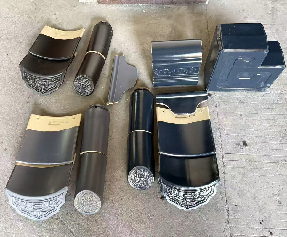 Black Glazed Chinese Roof Tiles Traditional Clay Roofing Tiles with Eaves & Ridge Tiles for Temple Pavilion Garden Projects